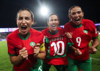 Les joueuses du Maroc célèbrent leur victoire 4-0 face au Kenya lors de leur premier match de la CAN féminine 2026 à Rabat.