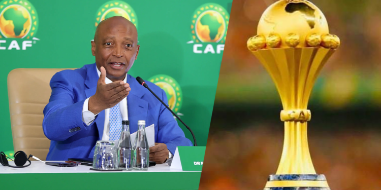 Patrice Motsepe annonce l'élargissement de la Coupe d'Afrique des nations à 28 équipes lors d'une conférence de presse à Johannesburg.