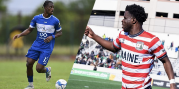 Aboubacar Camara célébrant son but lors d’un match amical avec Portland Hearts of Pine.