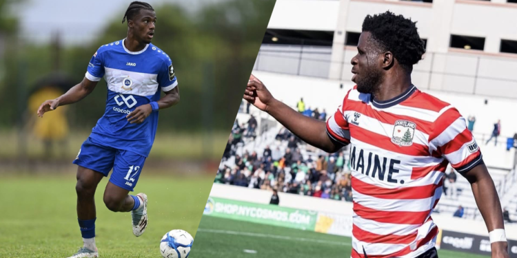 Aboubacar Camara célébrant son but lors d’un match amical avec Portland Hearts of Pine.
