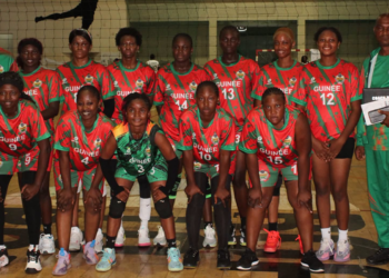 Le Syli féminin de volley-ball lors d'un match du tournoi zonal qualificatif de la CAN face au Cap-Vert.