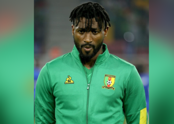 André-Frank Zambo Anguissa sous le maillot des Lions Indomptables du Cameroun.