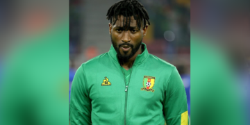 André-Frank Zambo Anguissa sous le maillot des Lions Indomptables du Cameroun.