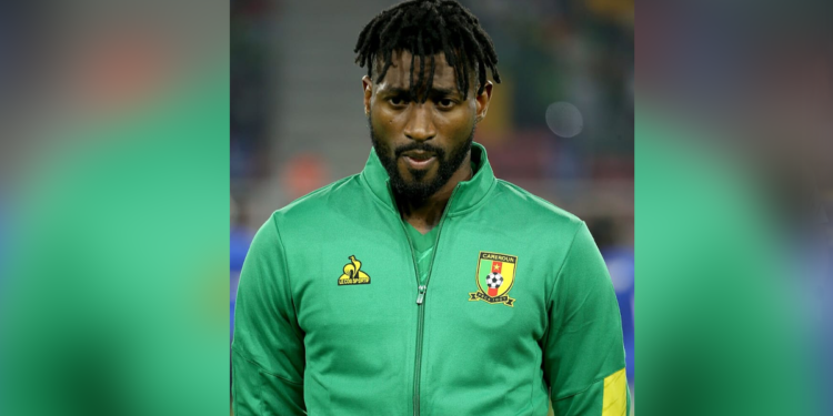 André-Frank Zambo Anguissa sous le maillot des Lions Indomptables du Cameroun.