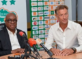 Hervé Renard lors de sa présentation officielle comme sélectionneur de la Côte d’Ivoire au siège de la Fédération Ivoirienne de Football.