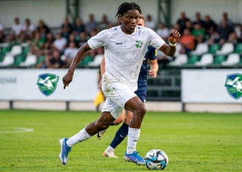 Alseny Camara, attaquant guinéen du FKM Nové Zamky, après son doublé en Coupe de Slovaquie.