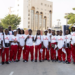 L’équipe de basketball de l’Institut supérieur de technologies de Mamou lors des Jeux universitaires au Caire.