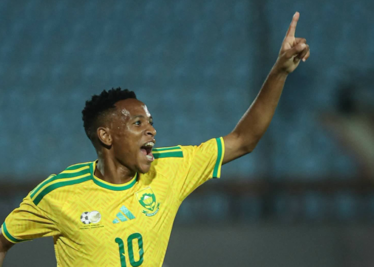 Les joueurs de l’Afrique du Sud célèbrent leur victoire dans les éliminatoires de la CAN 2027.