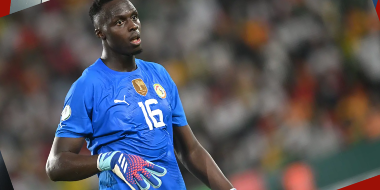 Édouard Mendy sous le maillot du Sénégal lors de sa carrière internationale.