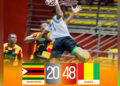 Le Syli National junior de handball célèbre sa victoire contre le Zimbabwe.