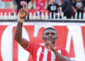 N’fanly Sylla sous le maillot du Tikveš Kavadarci en Coupe de Macédoine du Nord.
