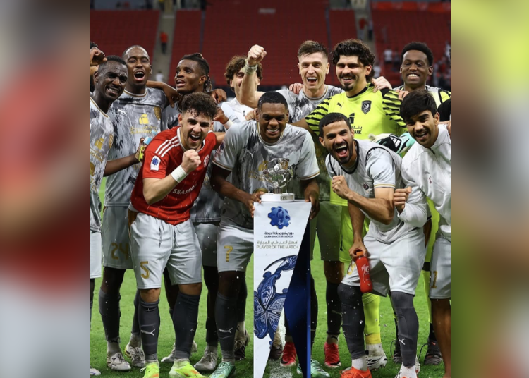 Sékou Yansane célèbre son but avec Al Duhail face au SC Al Shamal.