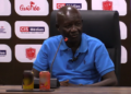Nouhoum Diané, entraîneur du Horoya AC, lors de la conférence de presse avant le match contre Al Merreikh.