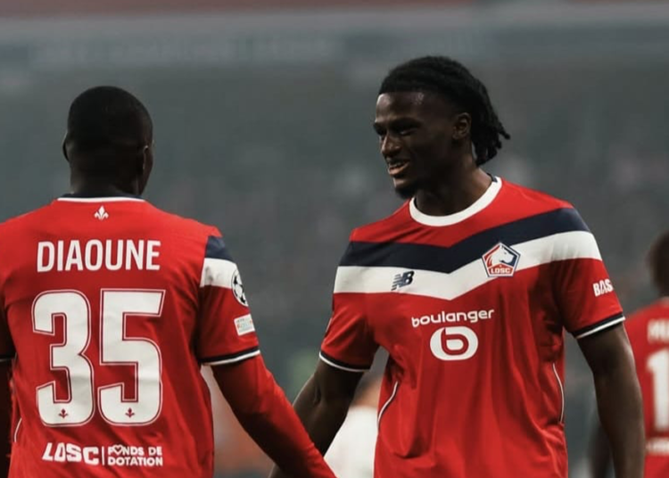 Soriba Diaoune sous les couleurs du LOSC Lille après son doublé face à Galatasaray en Ligue des champions.