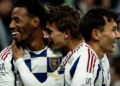 Morgan Guilavogui célèbre son doublé lors de la victoire du Real Salt Lake contre Kansas City en MLS.