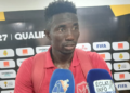 Yakhouba Gnagna Barry, attaquant du Horoya AC, célèbre son but face à Al-Merrikh en Ligue des champions de la CAF.